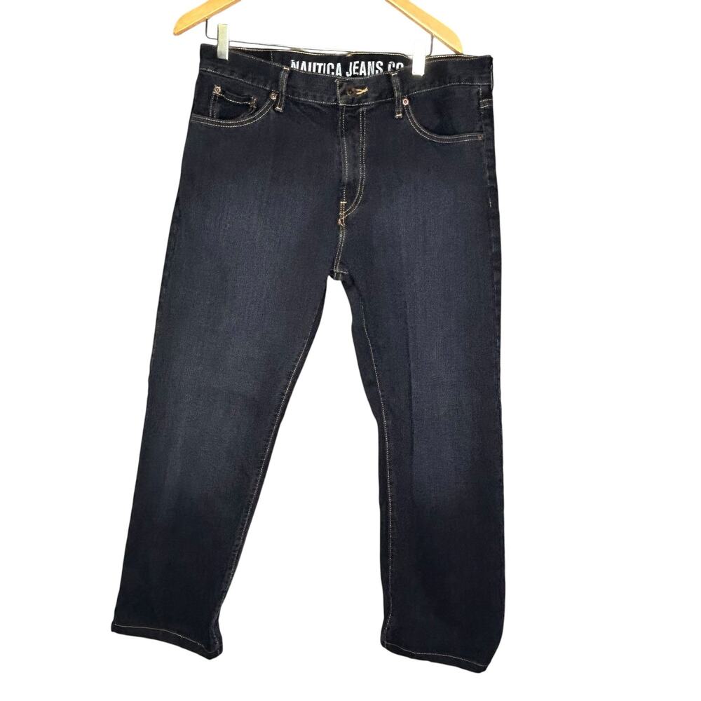 Nautica Jeans Co Men's Jeans 34X20 Relaxed Fit Dark Wash Blue RP2131 Skater